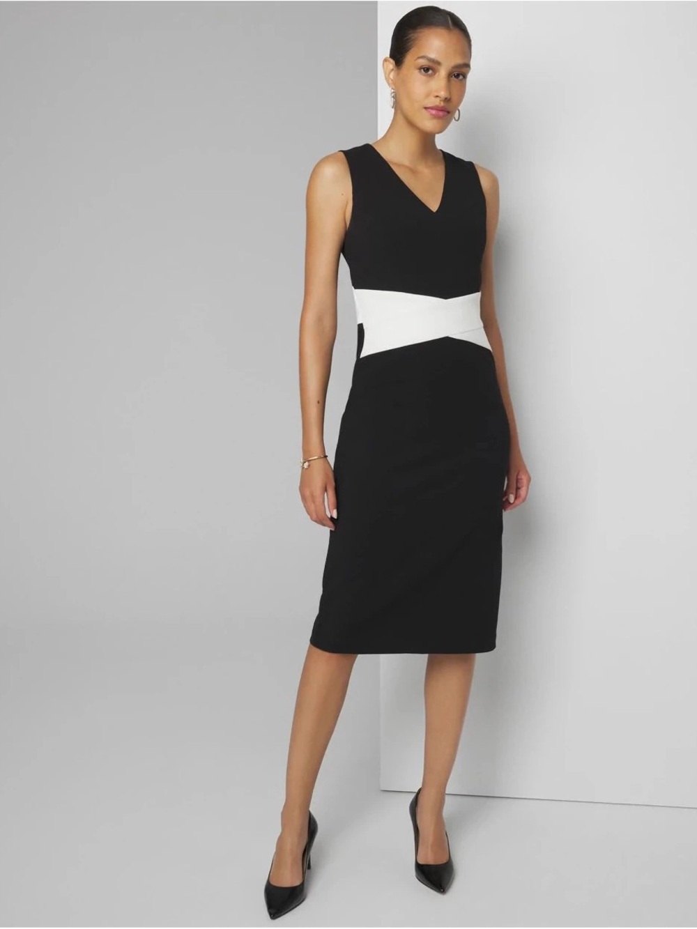 White House Black Market Colorblock Sheath Dress Size 14 NEW